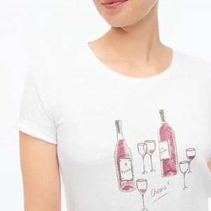 J Crew Cheers Wine Bottles 100% Cotton Collectible Graphic Tee